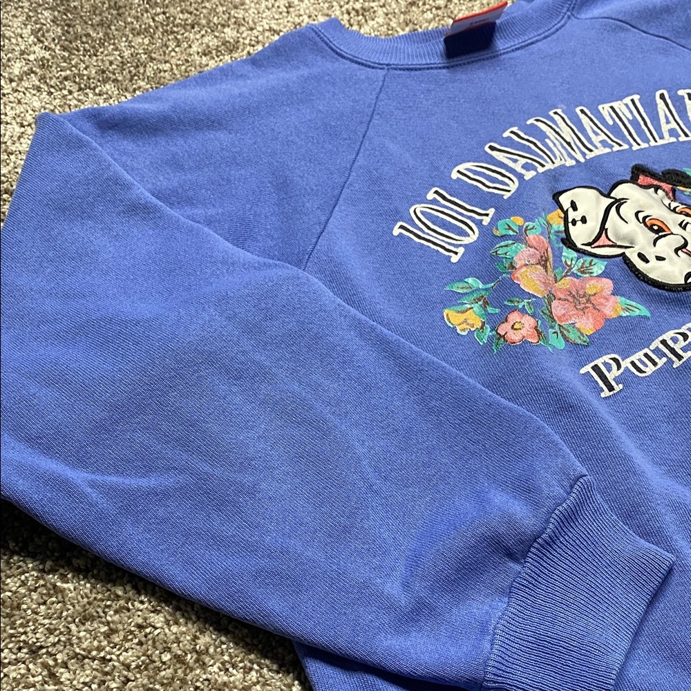 Disney Blue 101 Dalmatians Puppy Love Sweatshirt vintage - Picture 17 of 17